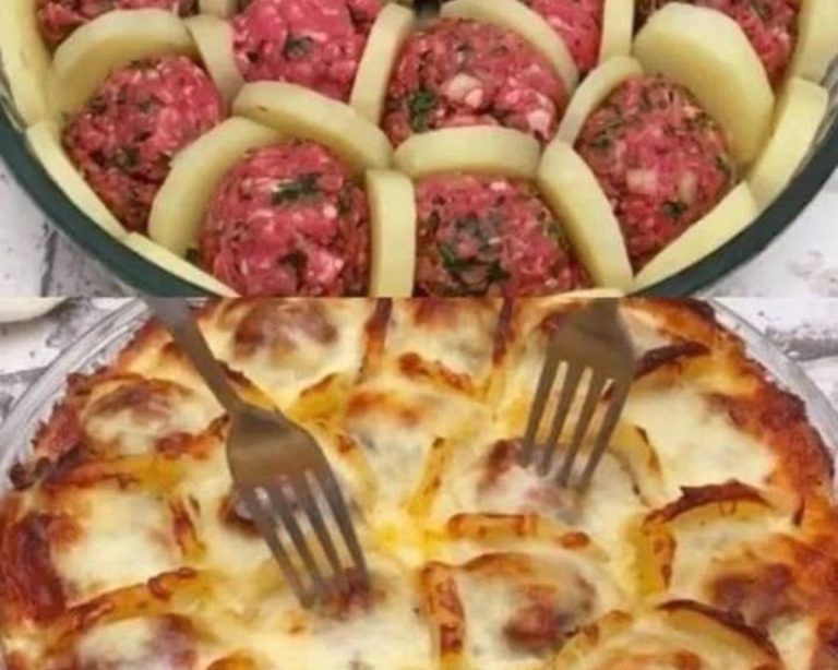 Boulettes de viande et pommes de terre gratinées au four