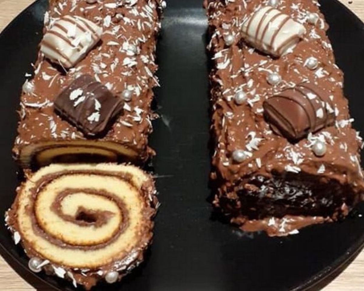 Cette recette de Bûche de Noël facile et rapide au chocolat et demande peu de temps au réfrigérateur
