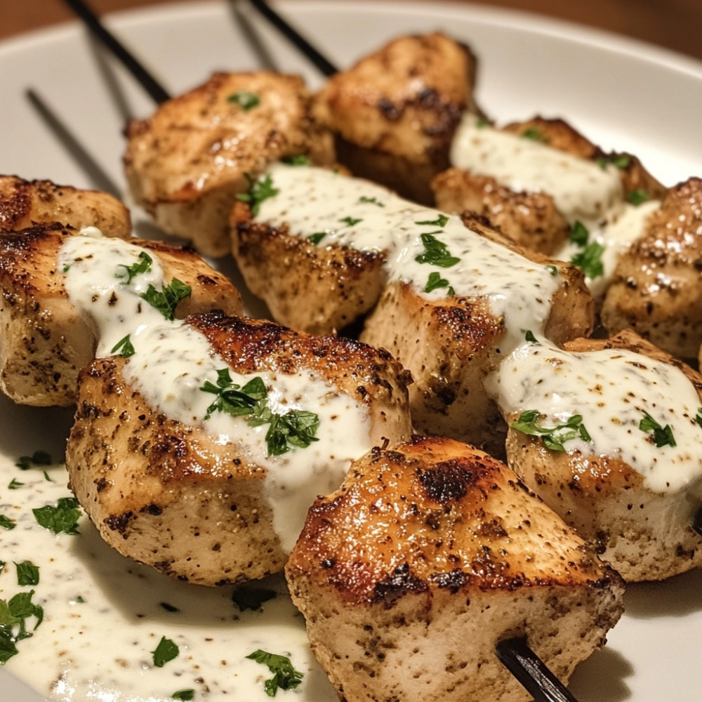 Brochettes de poulet marinées au yaourt à la grecque