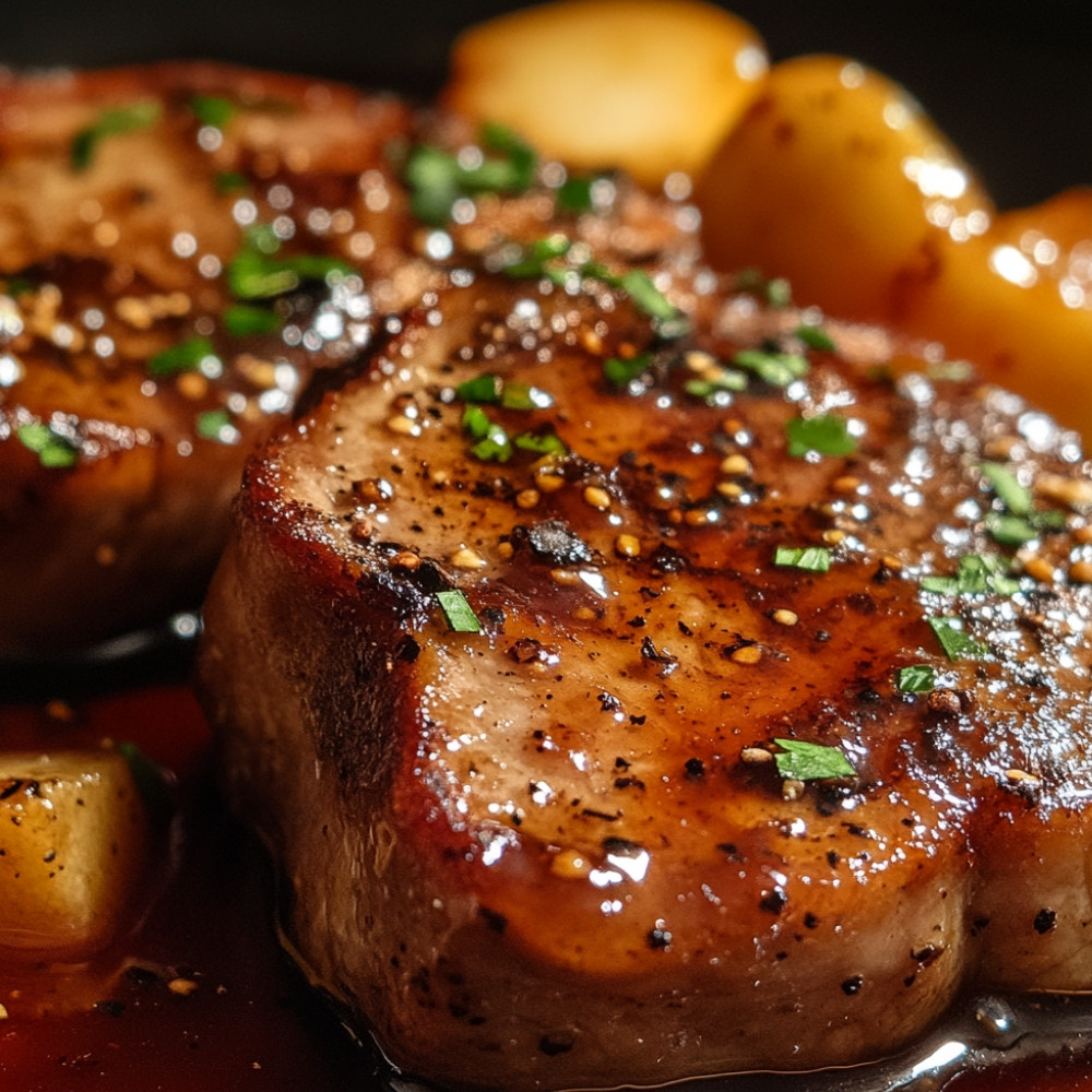 Côtelettes de longe de veau, érable et gelée de pomme