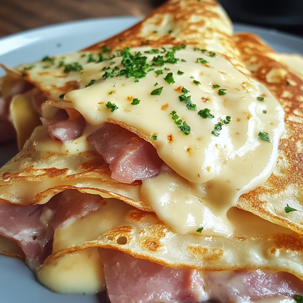 Crêpes roulées au jambon et fromage