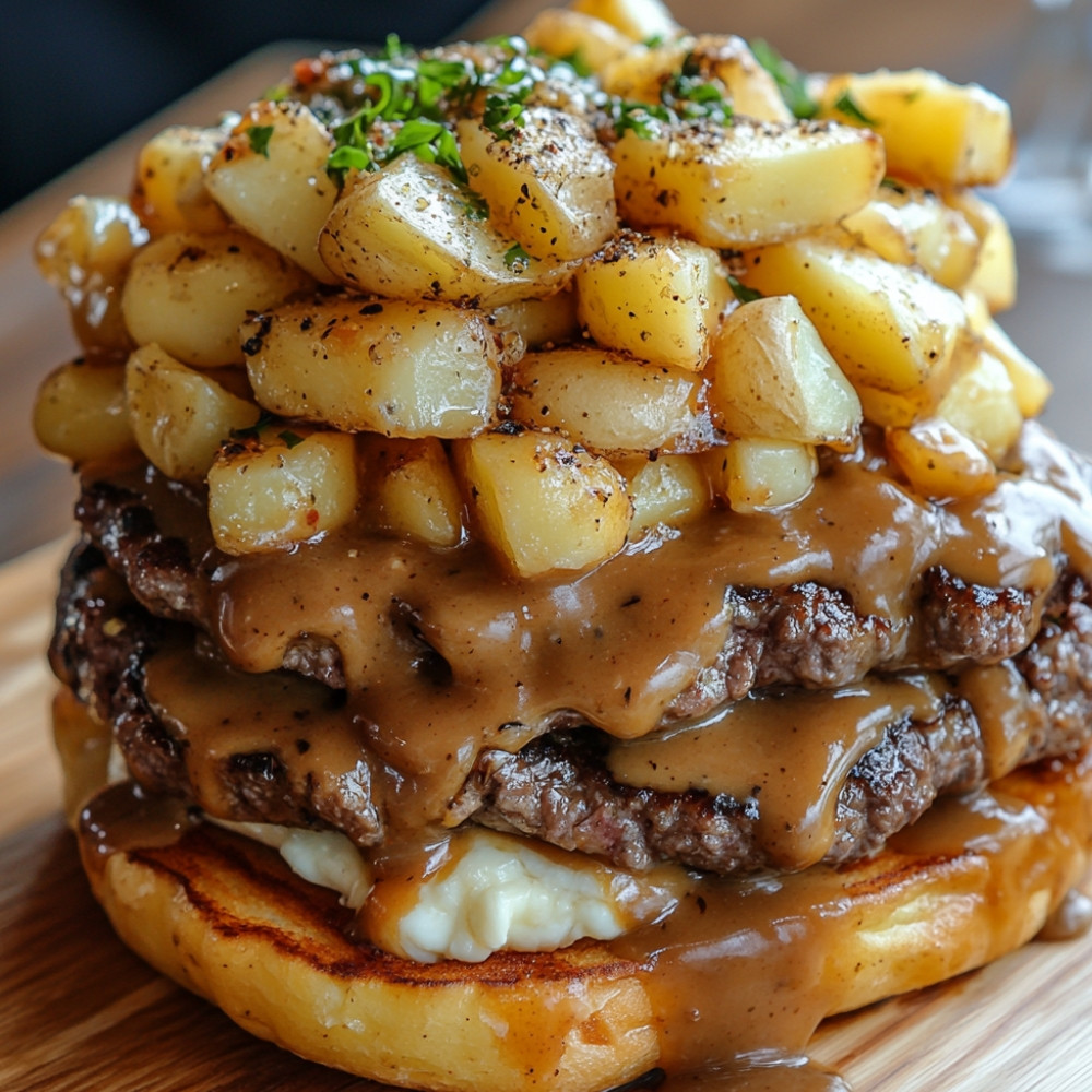 Galettes de boeuf style poutine