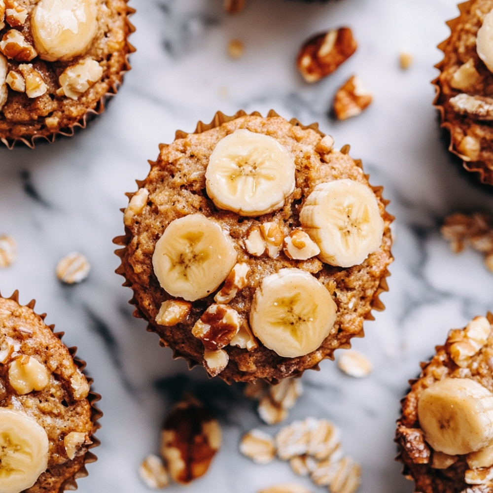 Muffins aux bananes garniture au mélange du randonneur