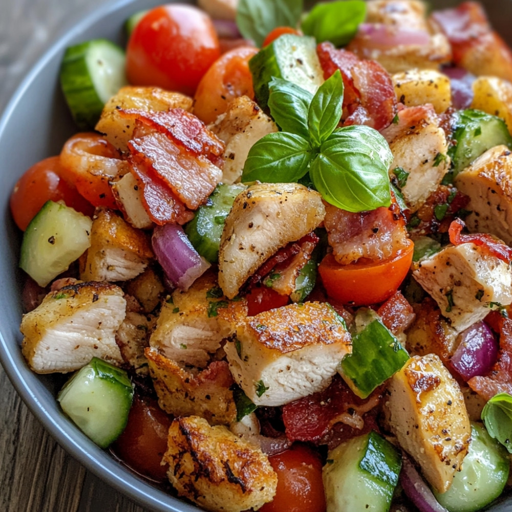 Panzanella au poulet et bacon