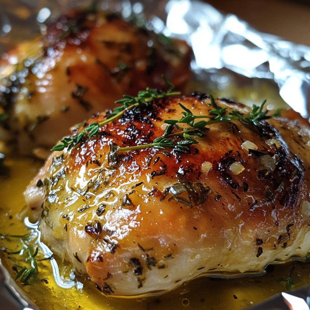 Papillote de poulet au miel et moutarde de Dijon