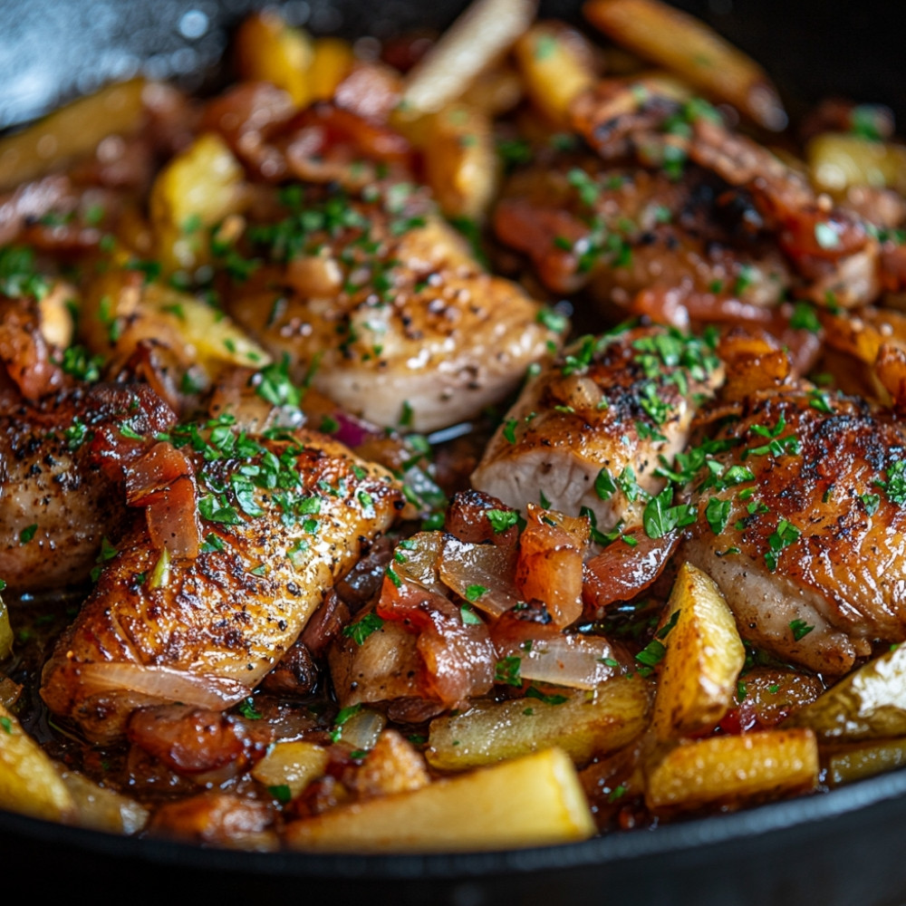 Poêlée de frites et smoked meat de canard