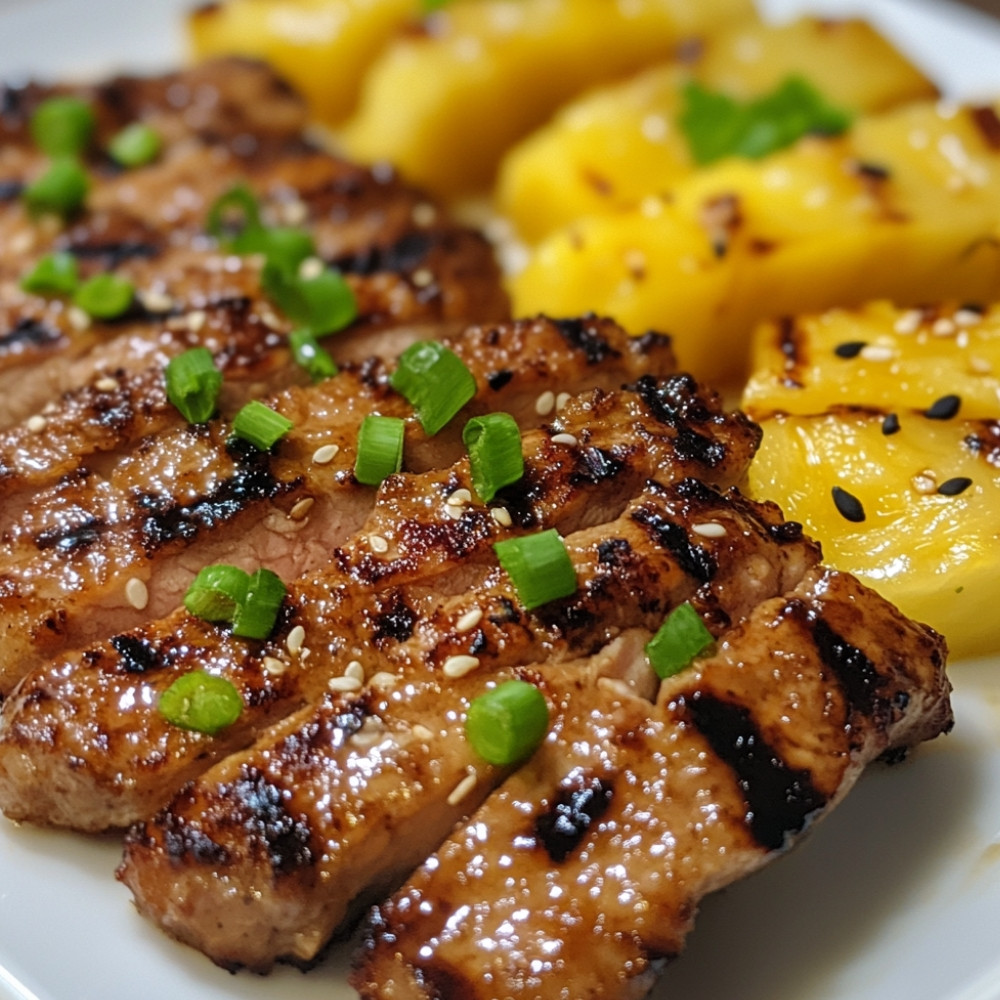 Porc grillé et ananas