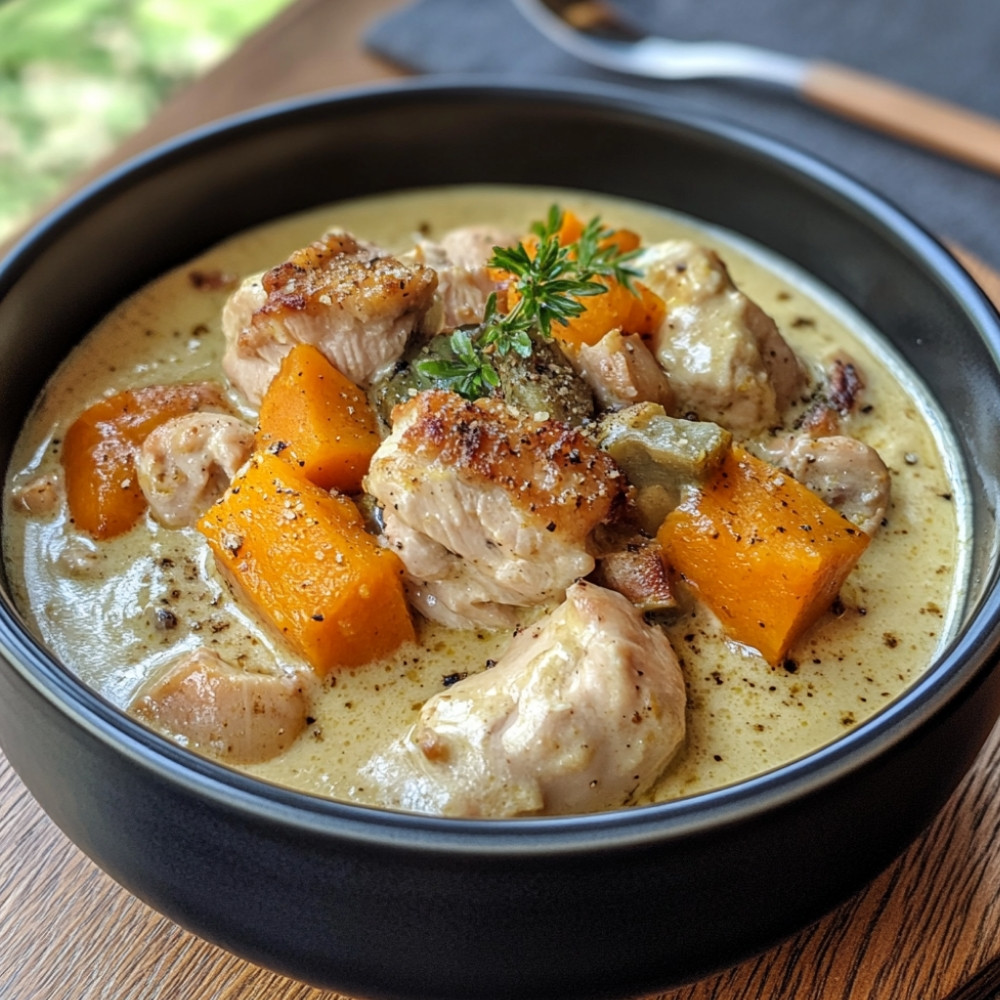 Poulet sauce crémeuse à la courge