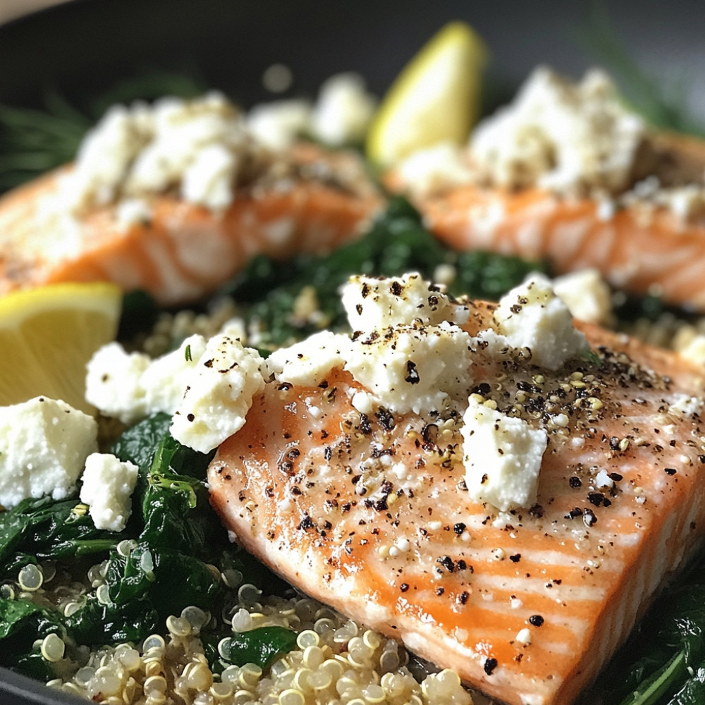 Quinoa au saumon et feta tout-en-un