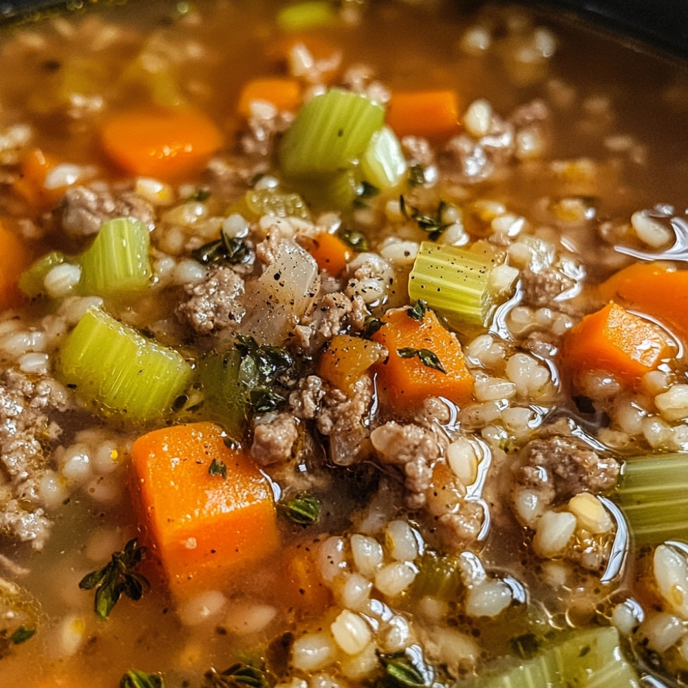 Soupe de boeuf haché et orge