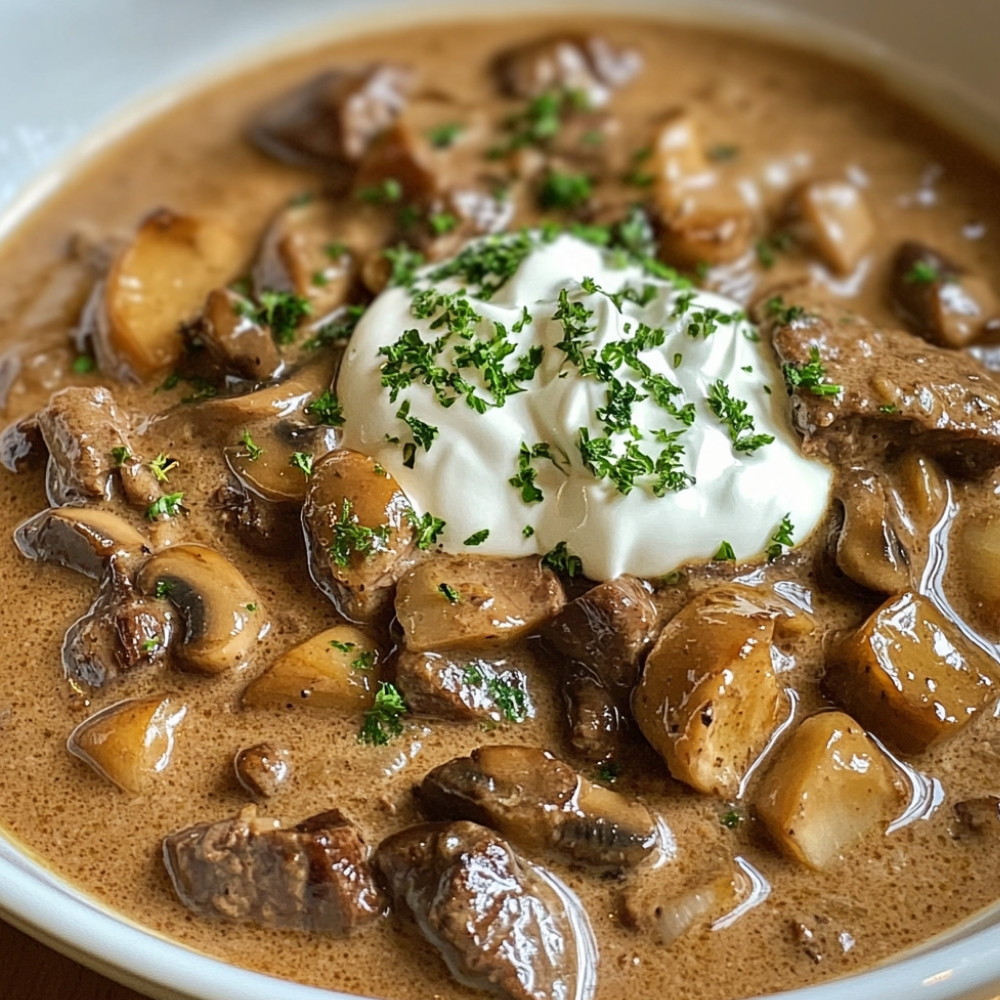 Soupe de bœuf stroganoff