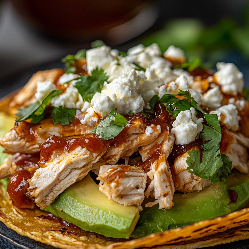 Tostadas au poulet barbecue et feta