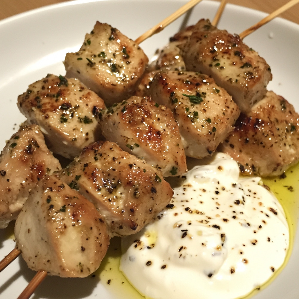 Brochettes de poulet marinées au yaourt à la grecque