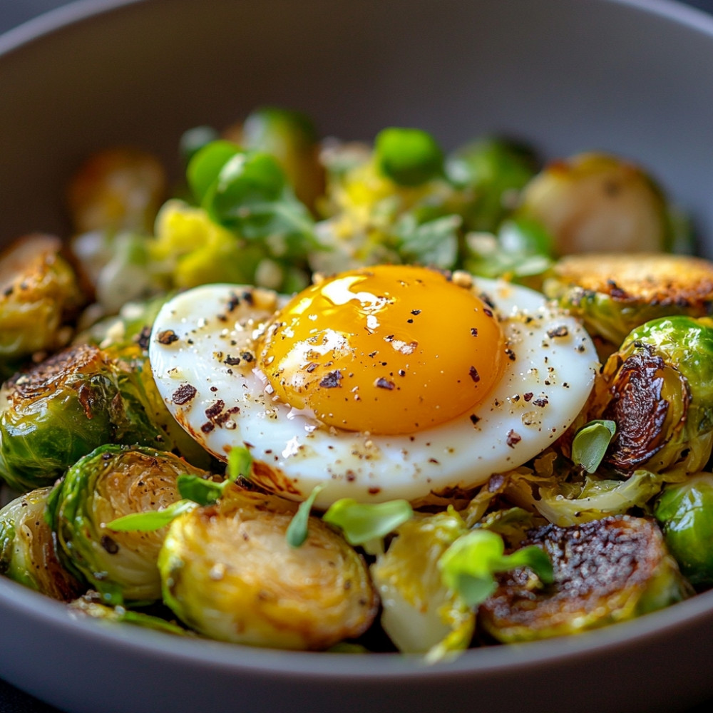 Casserole de choux de Bruxelles et œufs à l'érable