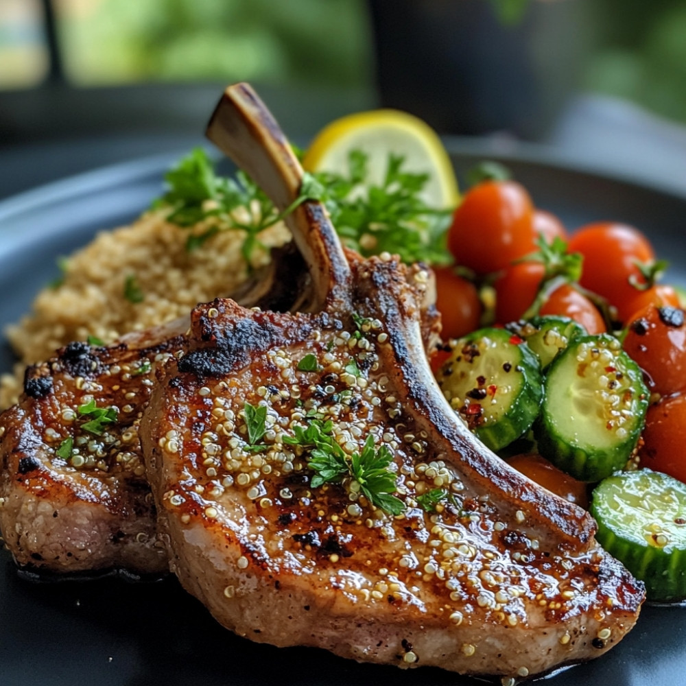 Côtelettes de veau marinées et salade de quinoa