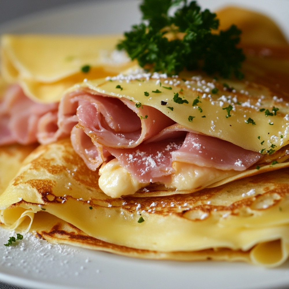 Crêpes roulées au jambon et fromage