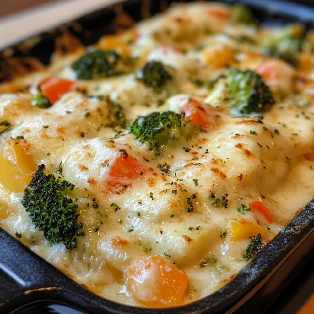 Gratin de légumes Alfredo à la goberge