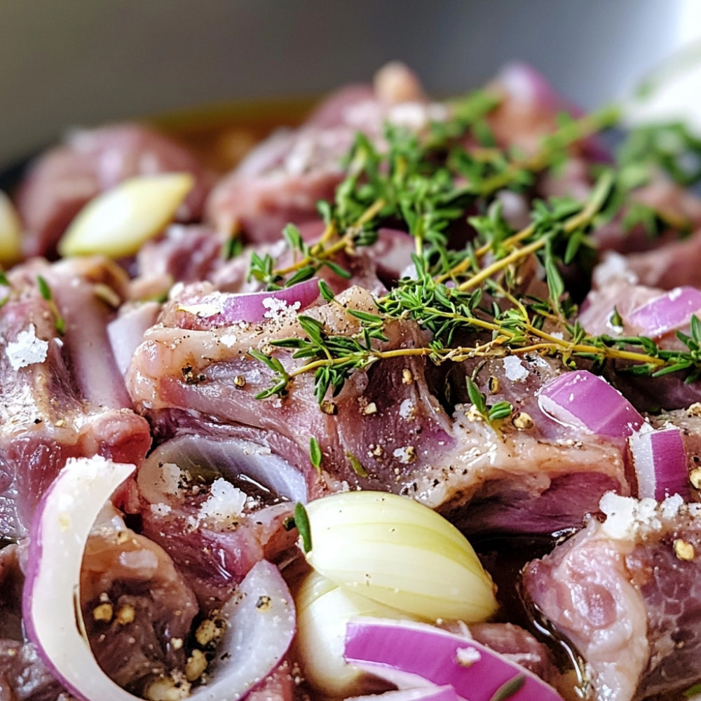 Jarrets d'agneau braisés au vin rouge