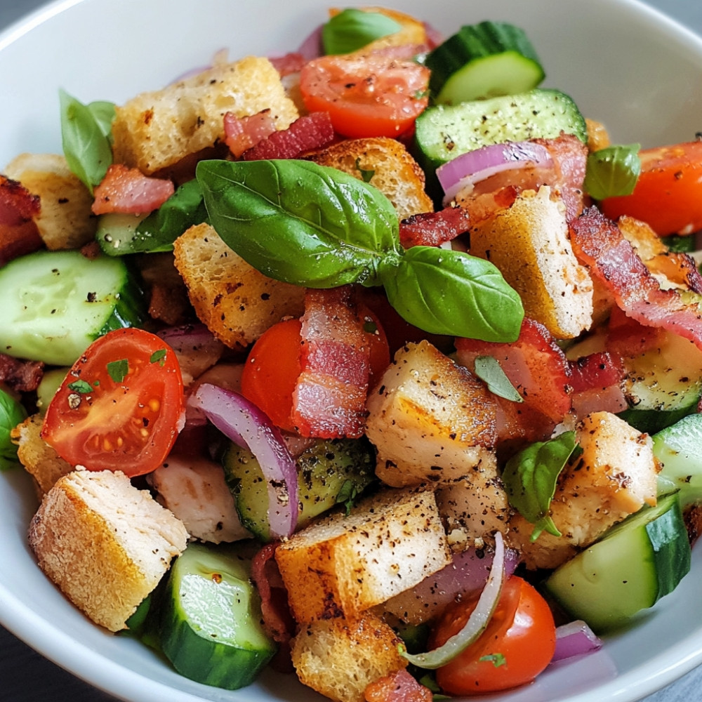 Panzanella au poulet et bacon