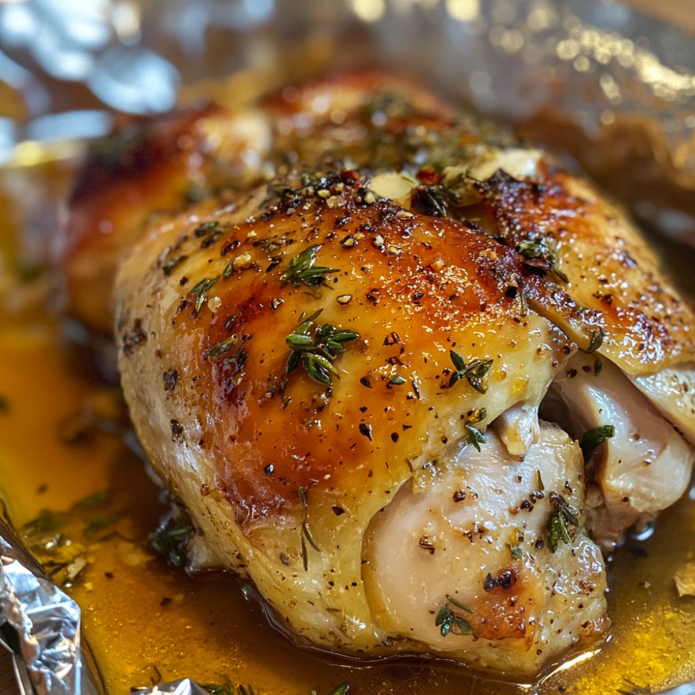 Papillote de poulet au miel et moutarde de Dijon