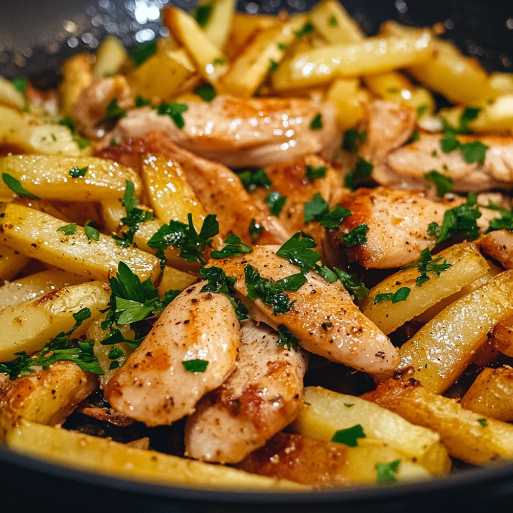 Poêlée de frites et smoked meat de canard