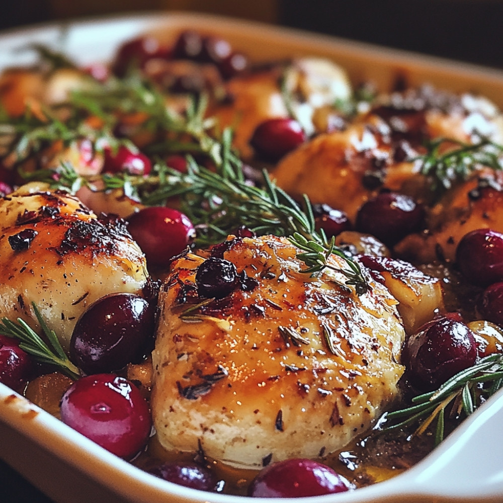 Poulet aux canneberges et romarin