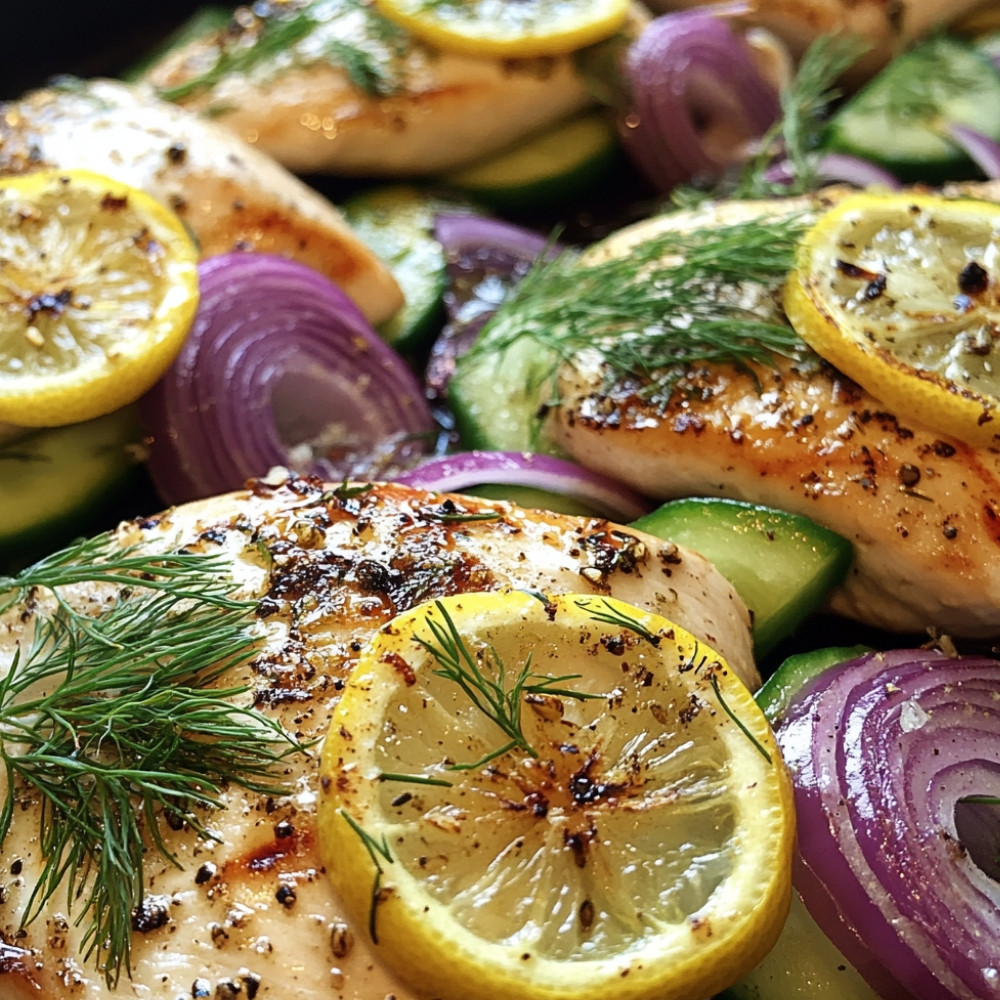 Poulet grillé avec relish de citron et concombre