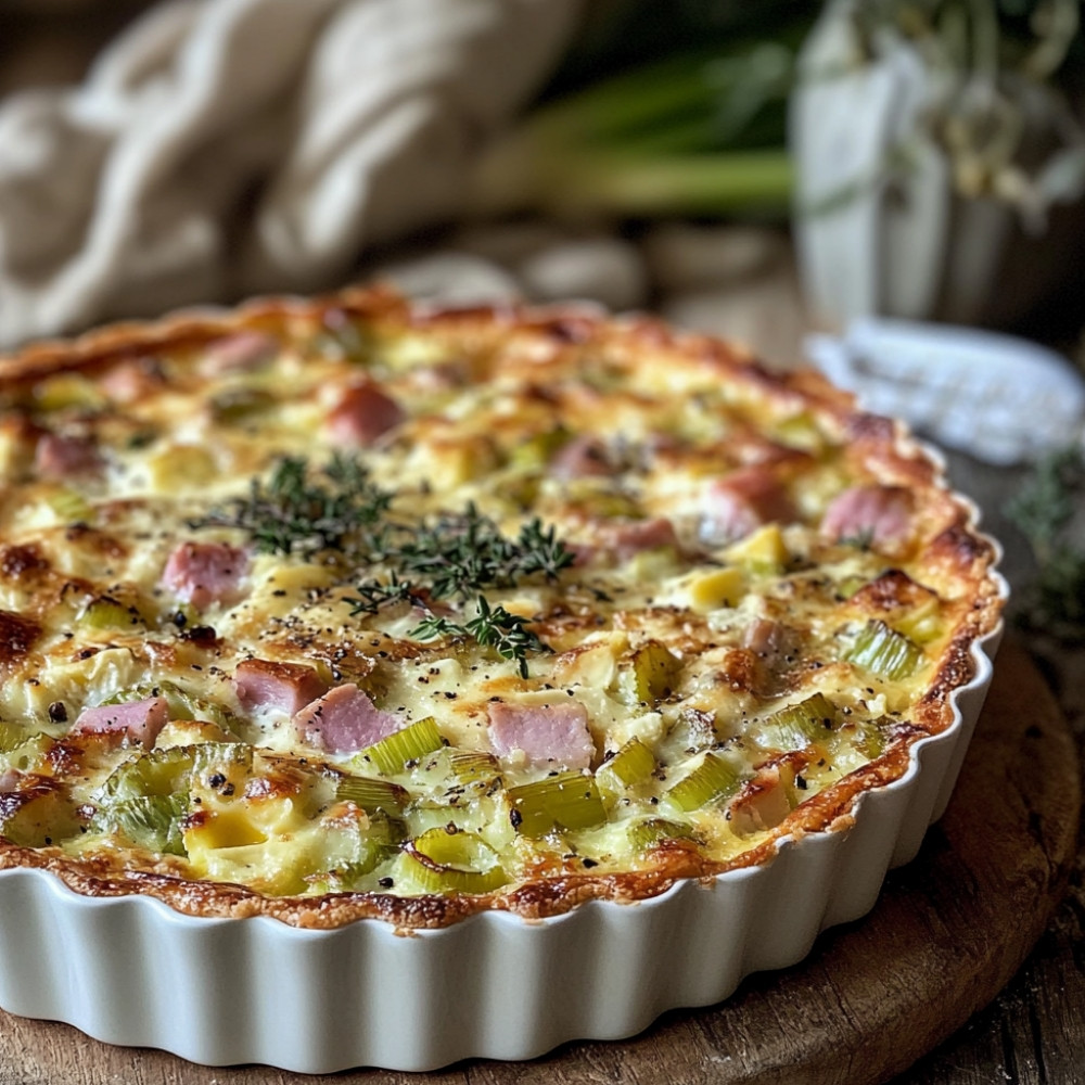 Quiche au poireau et au jambon