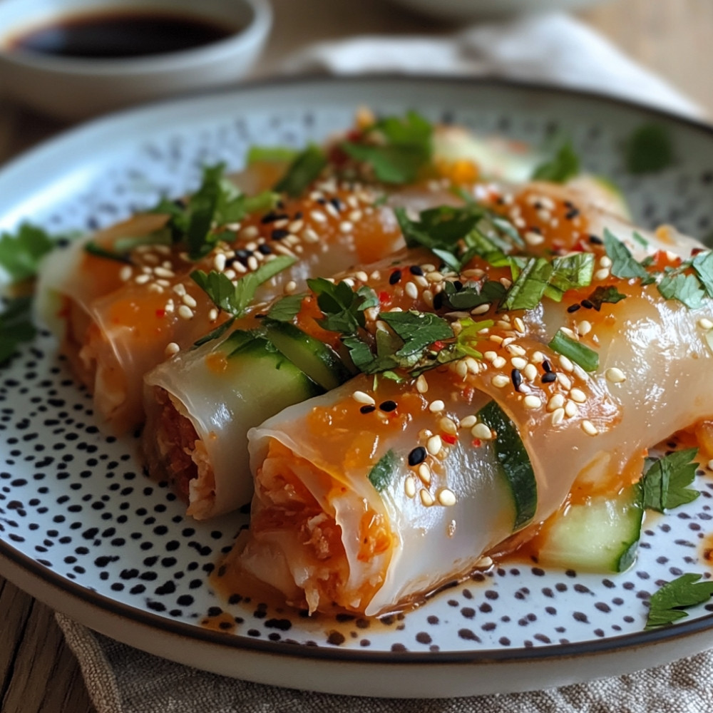 Rouleaux de printemps au kimchi de daikon