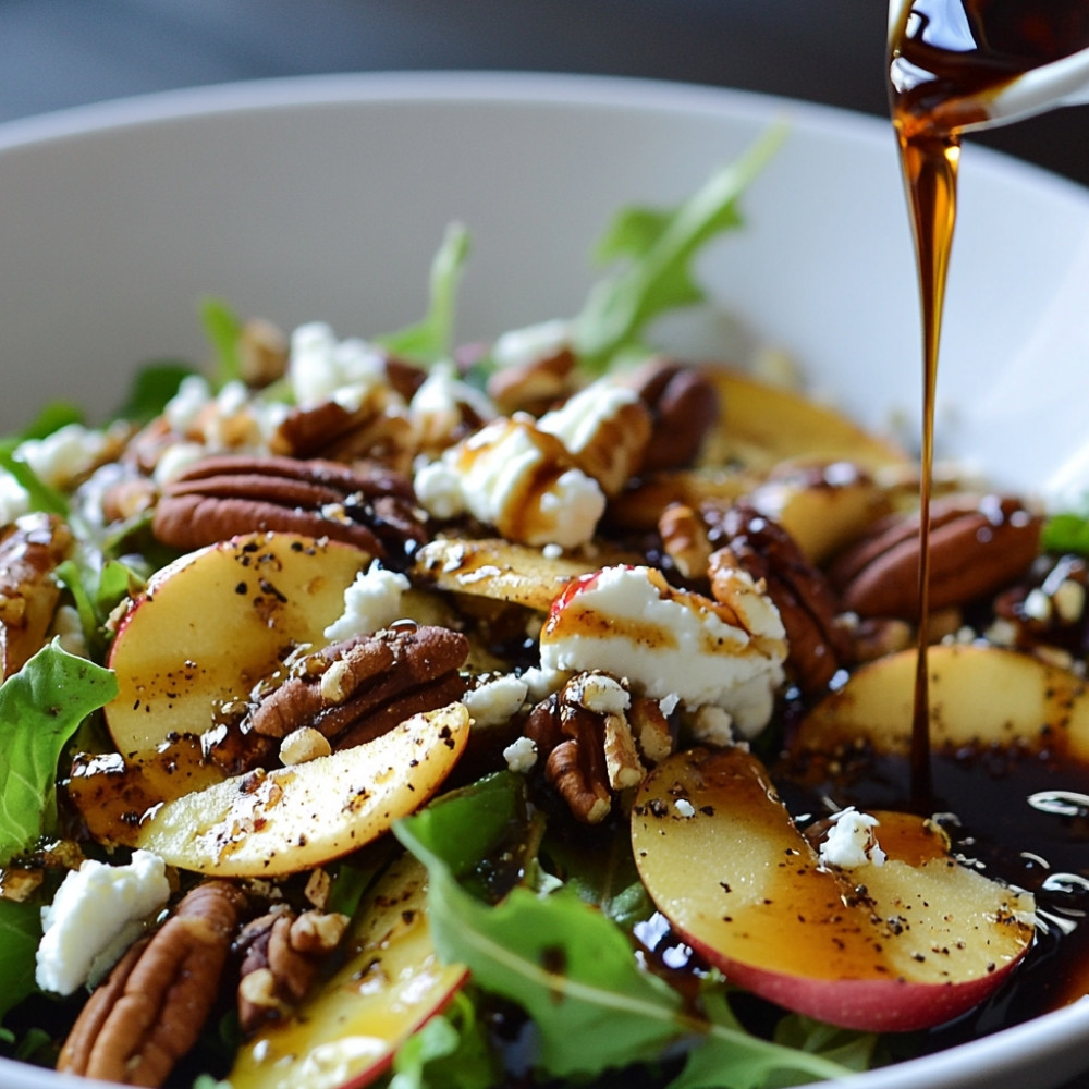 Salade d'automne vinaigrette crémeuse érable et balsamique