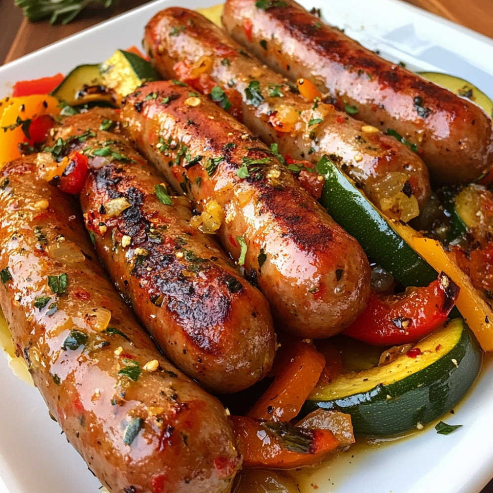 Saucisses italiennes et légumes tout-en-un à l'air fryer