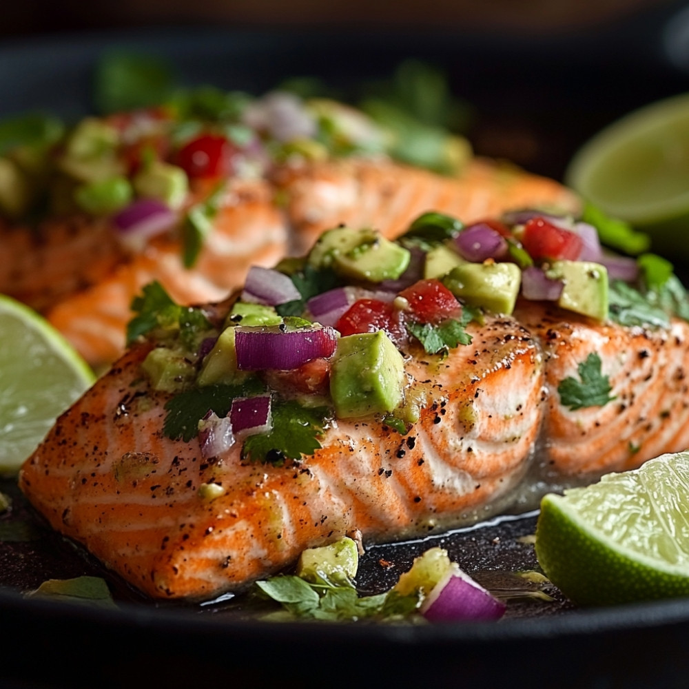 Saumon grillé et salsa d'avocat