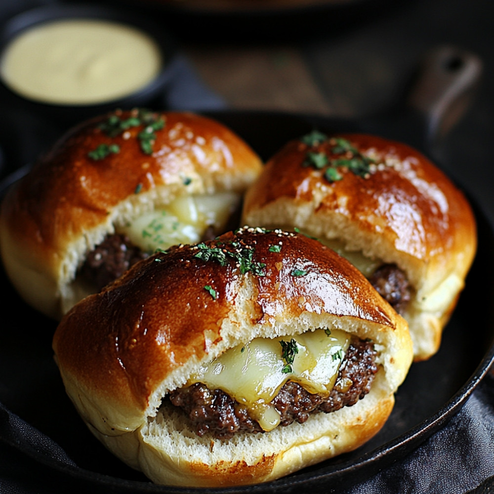 Sliders au roti de boeuf sur petits pains brioches