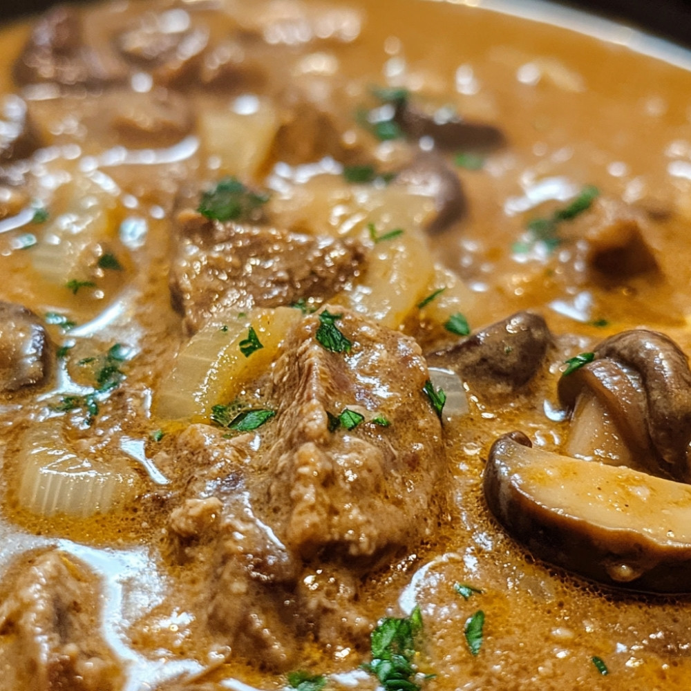 Soupe de bœuf stroganoff