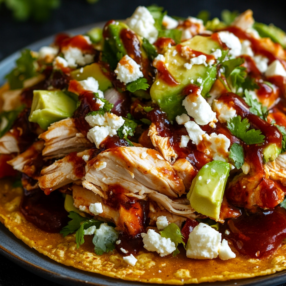 Tostadas au poulet barbecue et feta