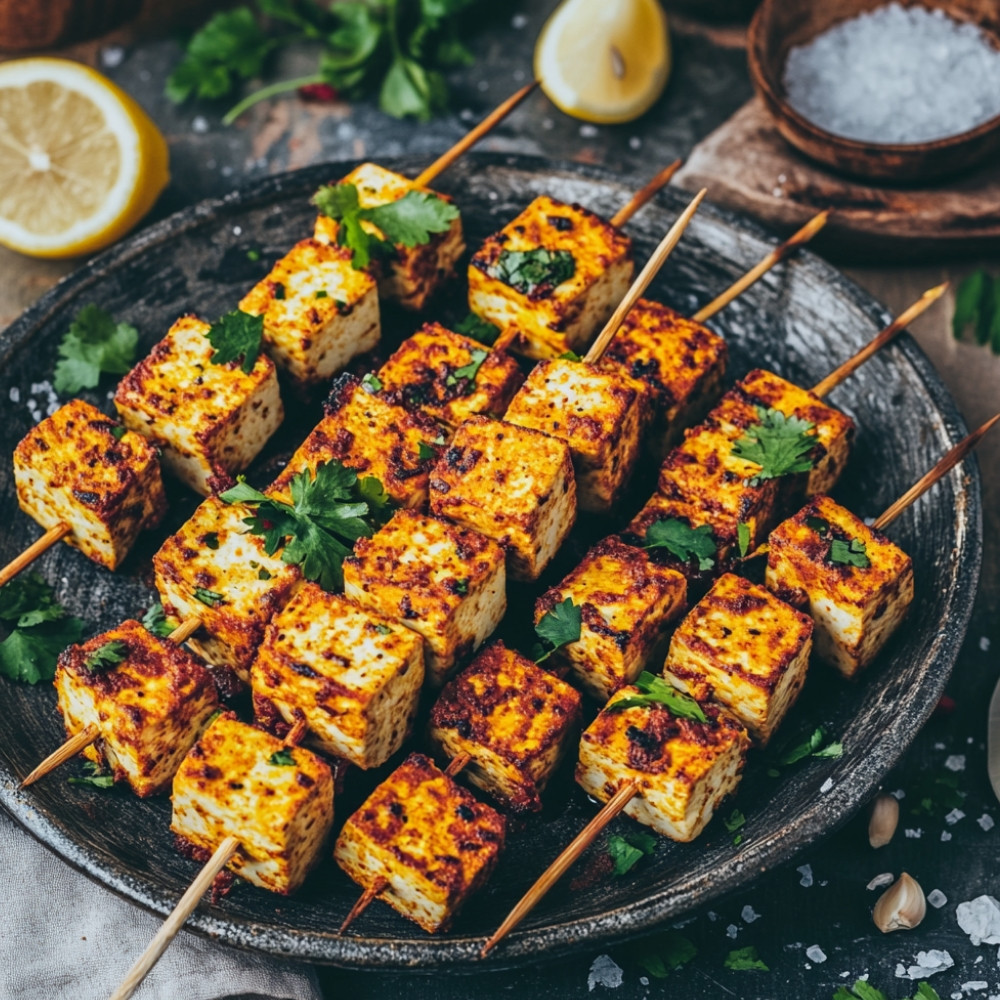 Brochettes de tofu style tandoori