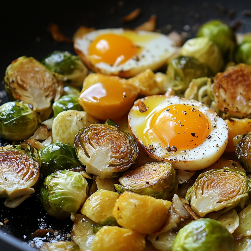 Casserole de choux de Bruxelles et œufs à l'érable