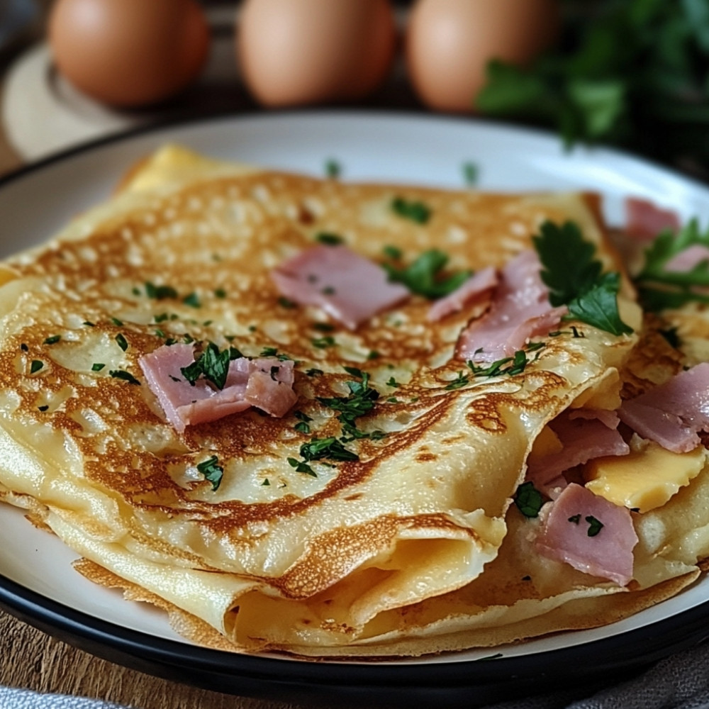 Crêpes roulées au jambon et fromage