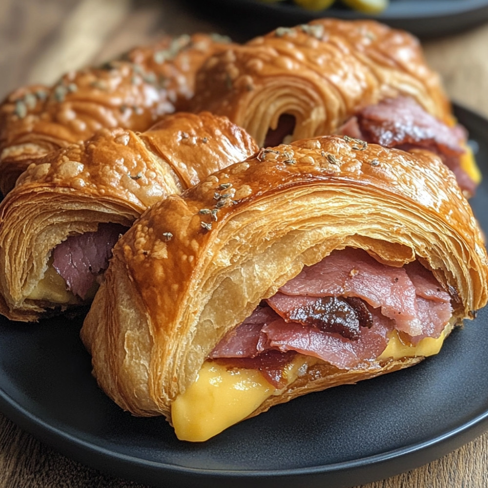 Croissants au smoked meat et fromage