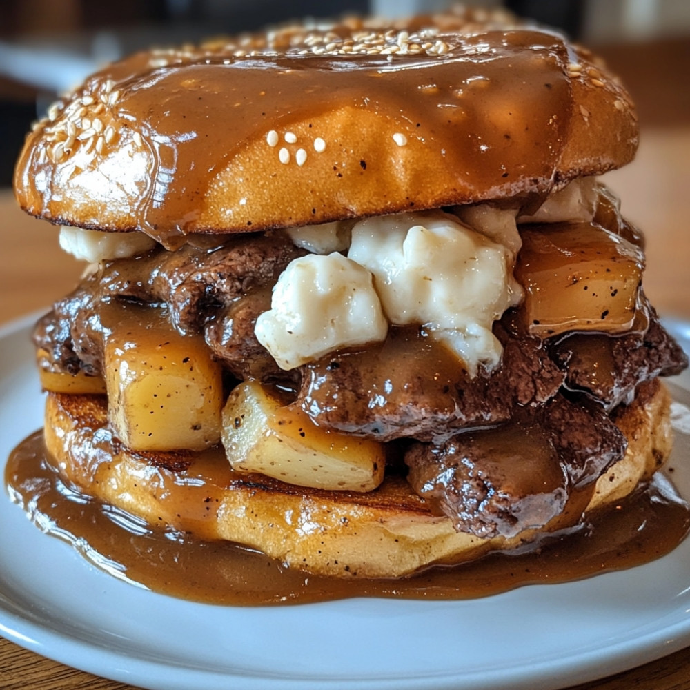 Galettes de boeuf style poutine