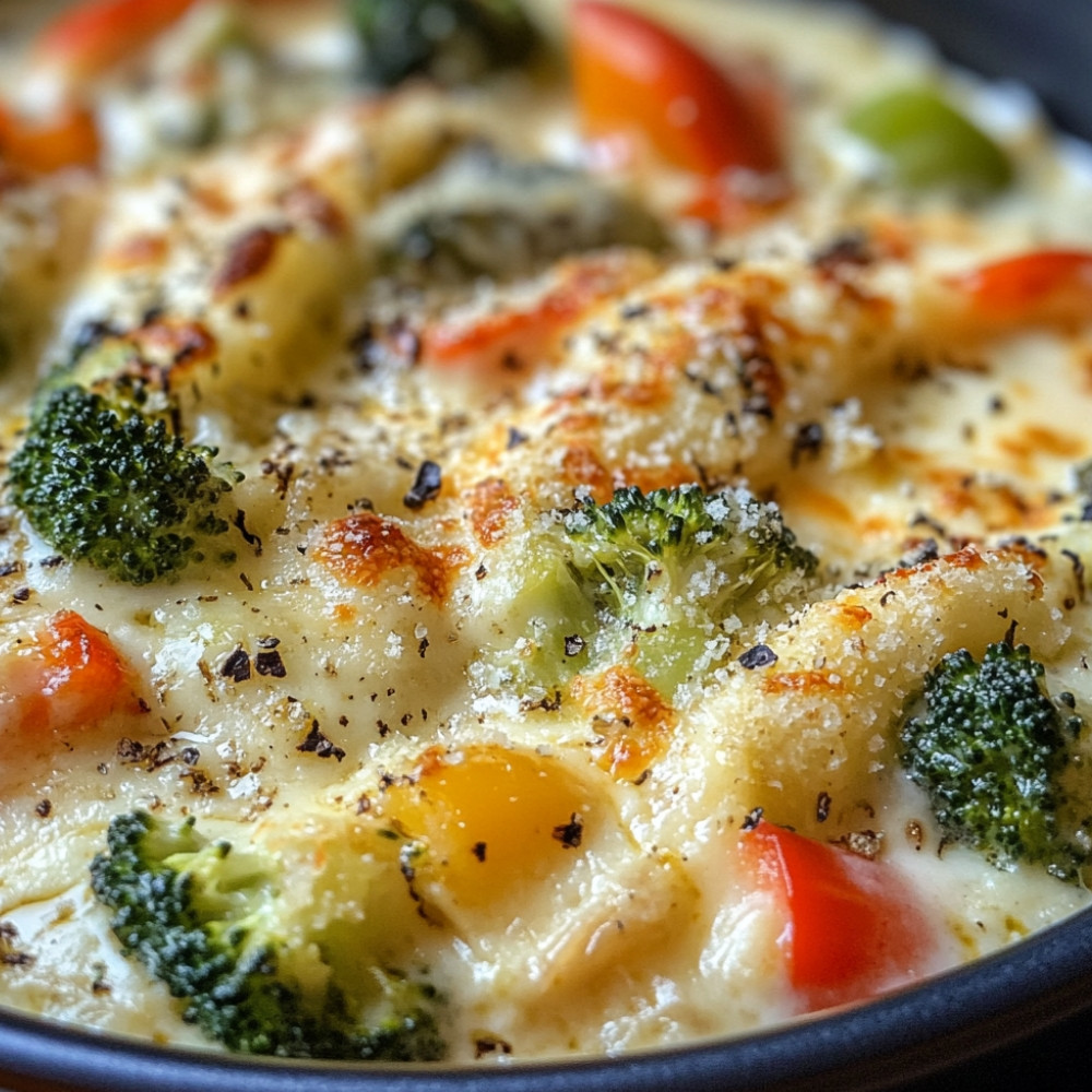 Gratin de légumes Alfredo à la goberge