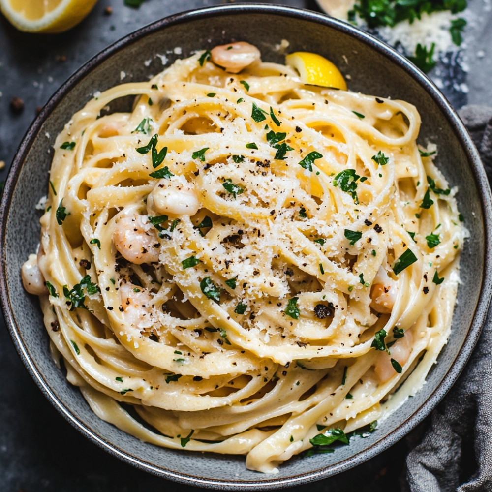 Linguines aux fruits de mer sauce crémeuse au citron