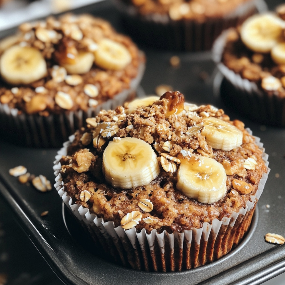 Muffins aux bananes garniture au mélange du randonneur