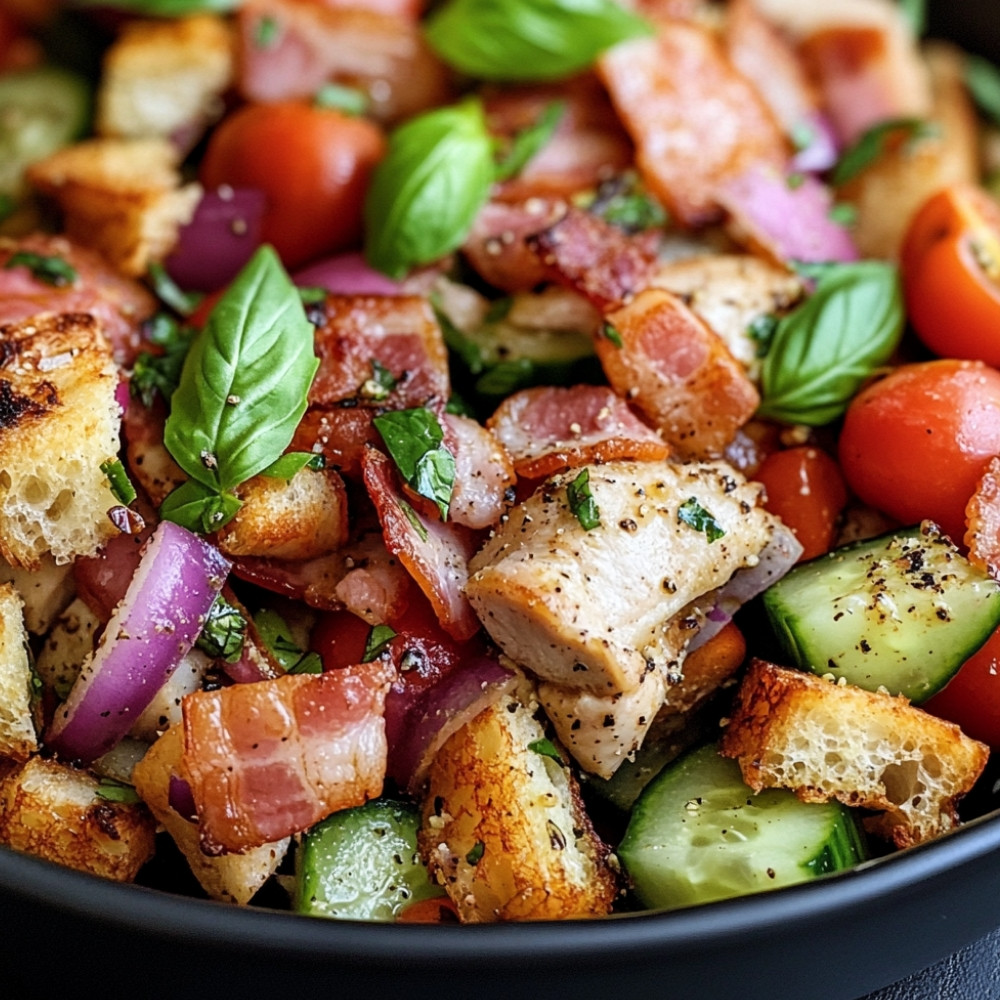 Panzanella au poulet et bacon