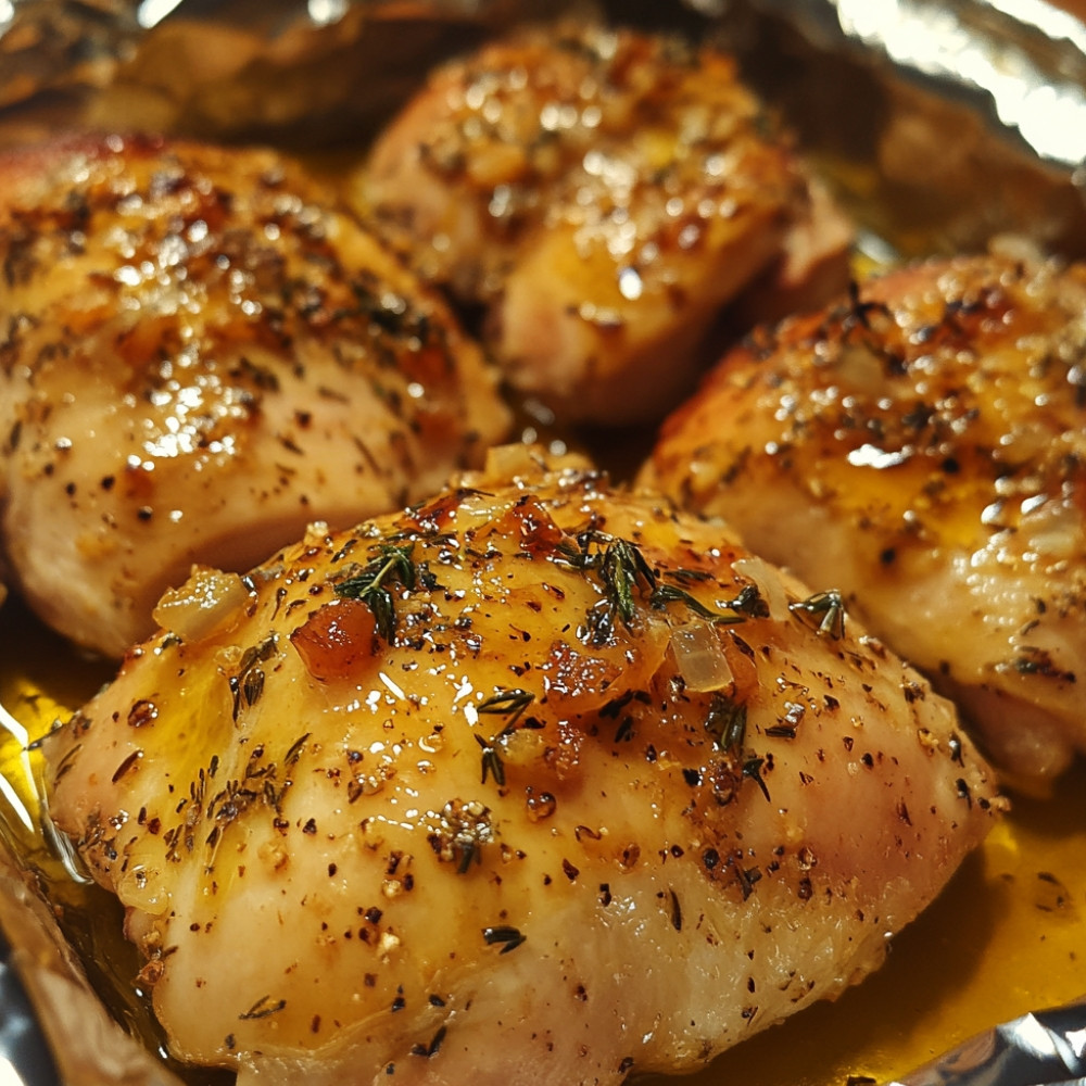 Papillote de poulet au miel et moutarde de Dijon