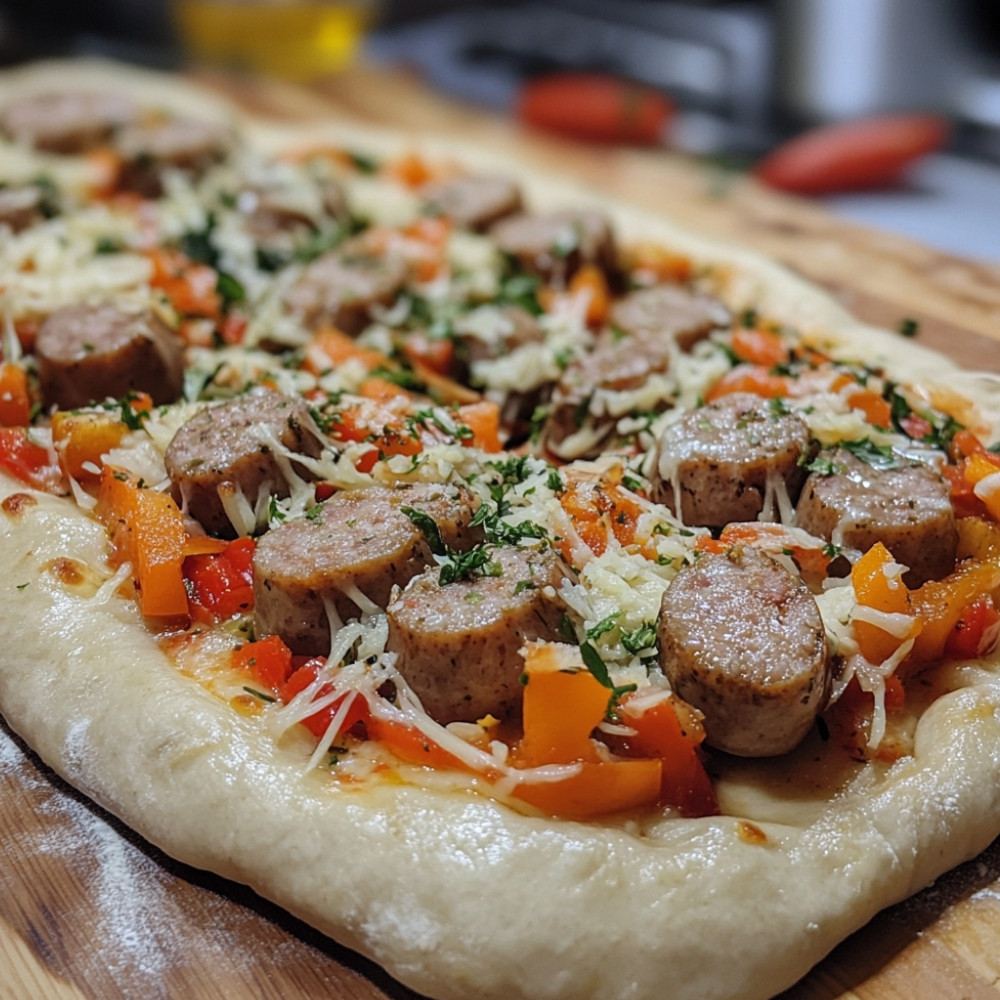 Pizza déconstructed aux saucisses