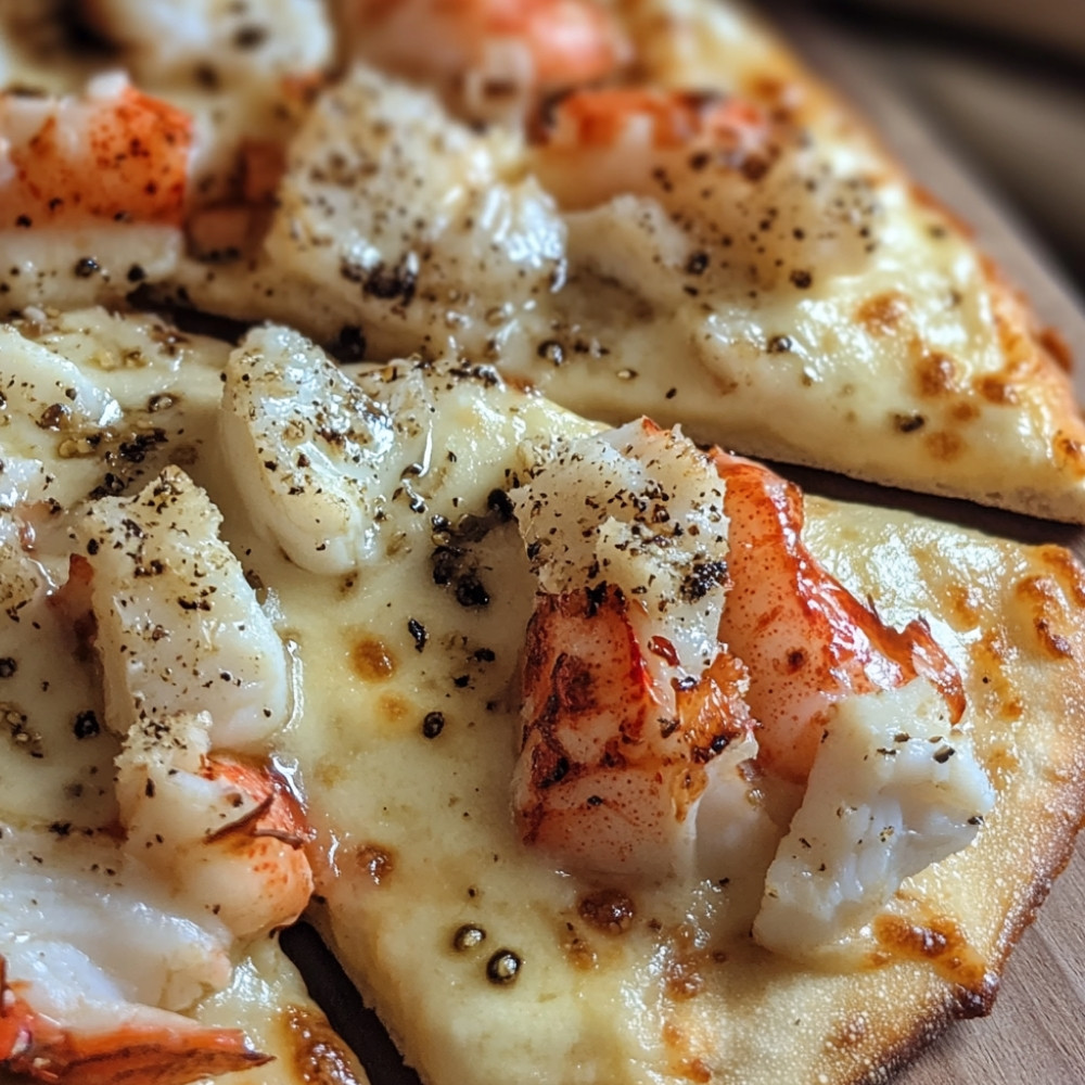 Pizzas au brie et homard sur pains naan