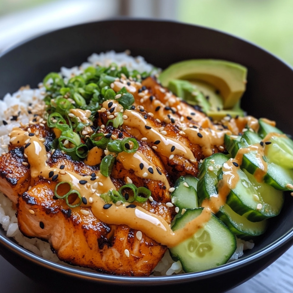 Poke bowl au saumon mayo épicée