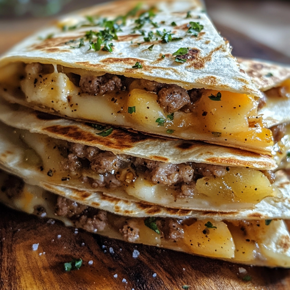 Quesadillas aux saucisses, fromage et pommes