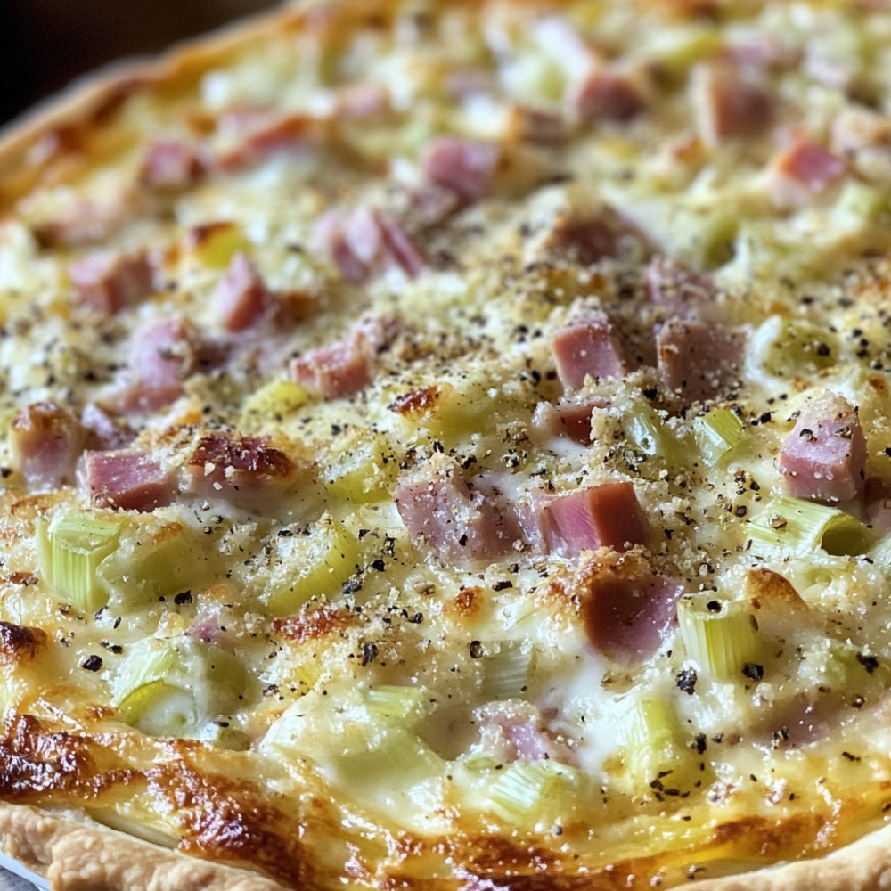 Quiche au poireau et au jambon